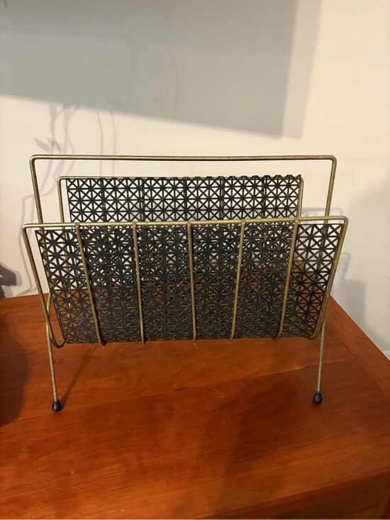 Vintage Other - Vintage MCM Atomic Metal Mesh Magazine Rack Record Holder